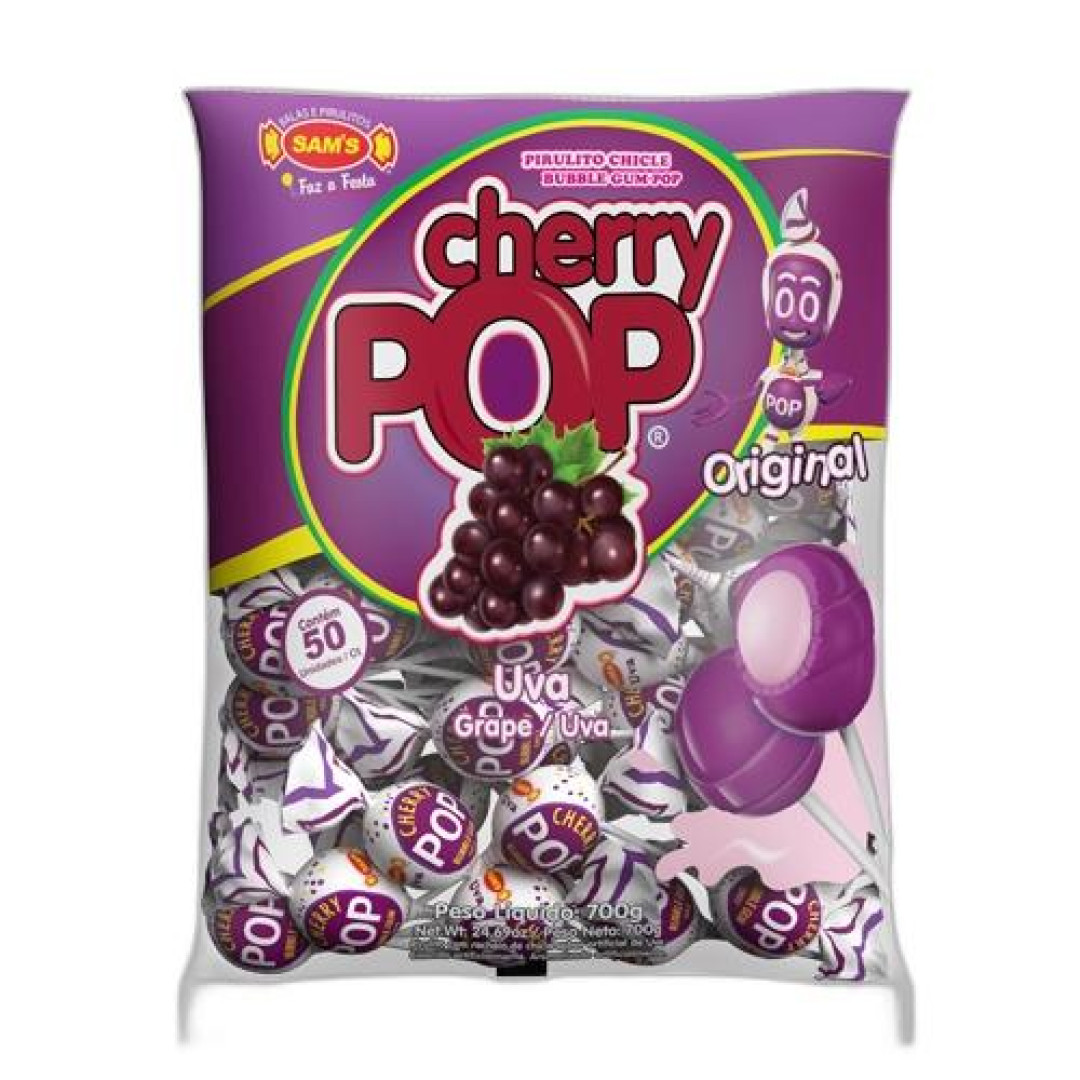Detalhes do produto Pirl Chicle Cherry Pop 50Un Sams Uva