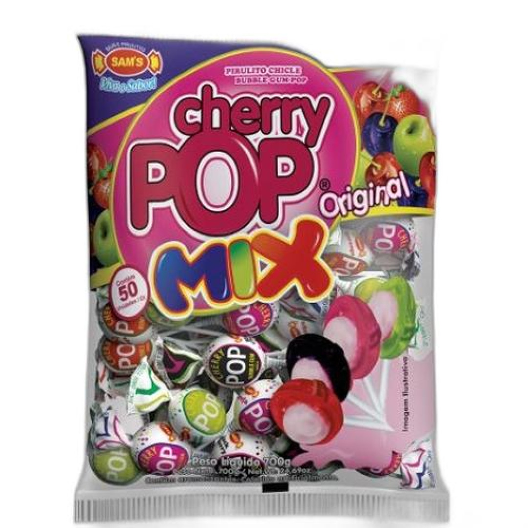 Detalhes do produto Pirl Chicle Super Cherry Pop Mix 50U Sam Sortidos