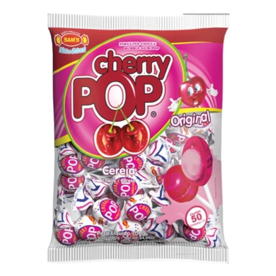 Detalhes do produto Pirl Chicle Cherry Pop 40Un Sams Cereja