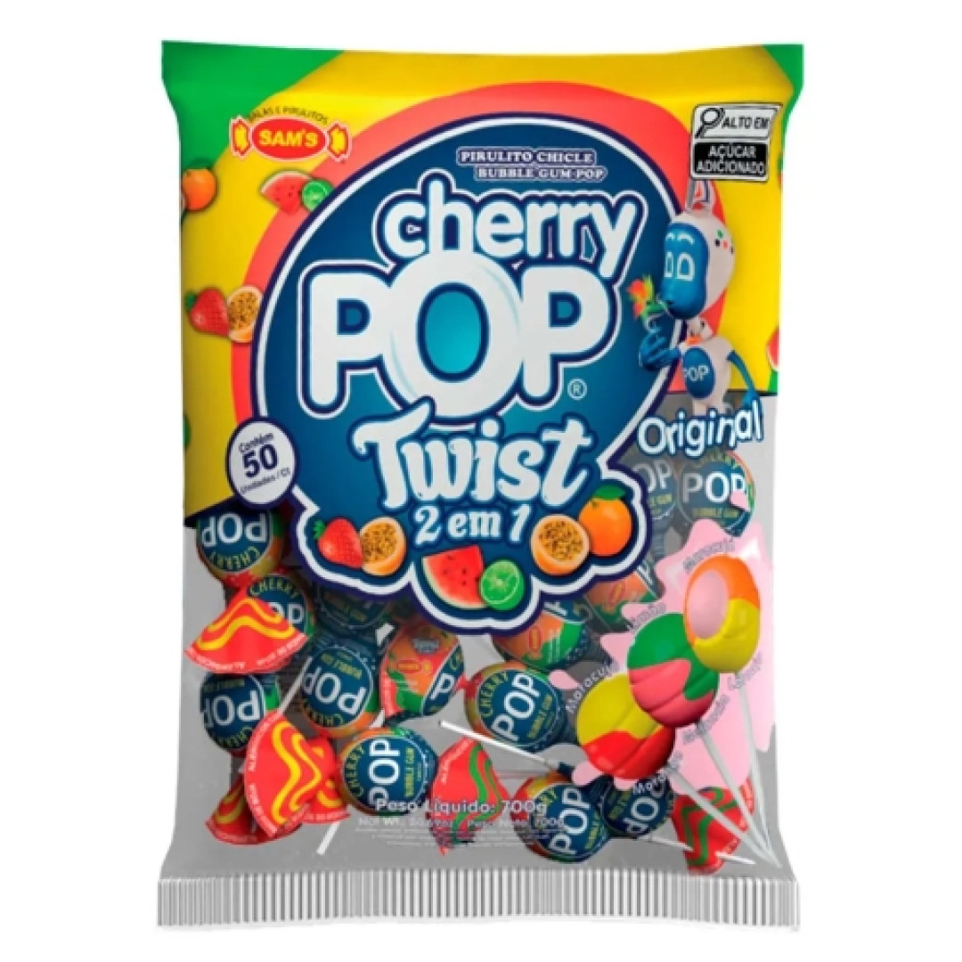 Detalhes do produto Pirl Chicle Cherry Pop Twist 50Un Sams Sortido