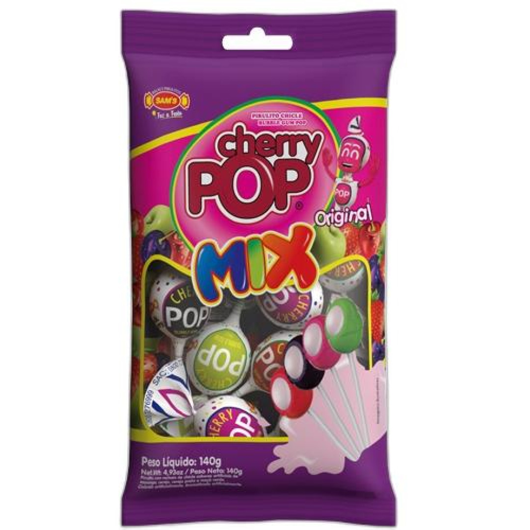 Detalhes do produto Pirl Chicle Cherry Pop Mix 140Grs Sams Sortido