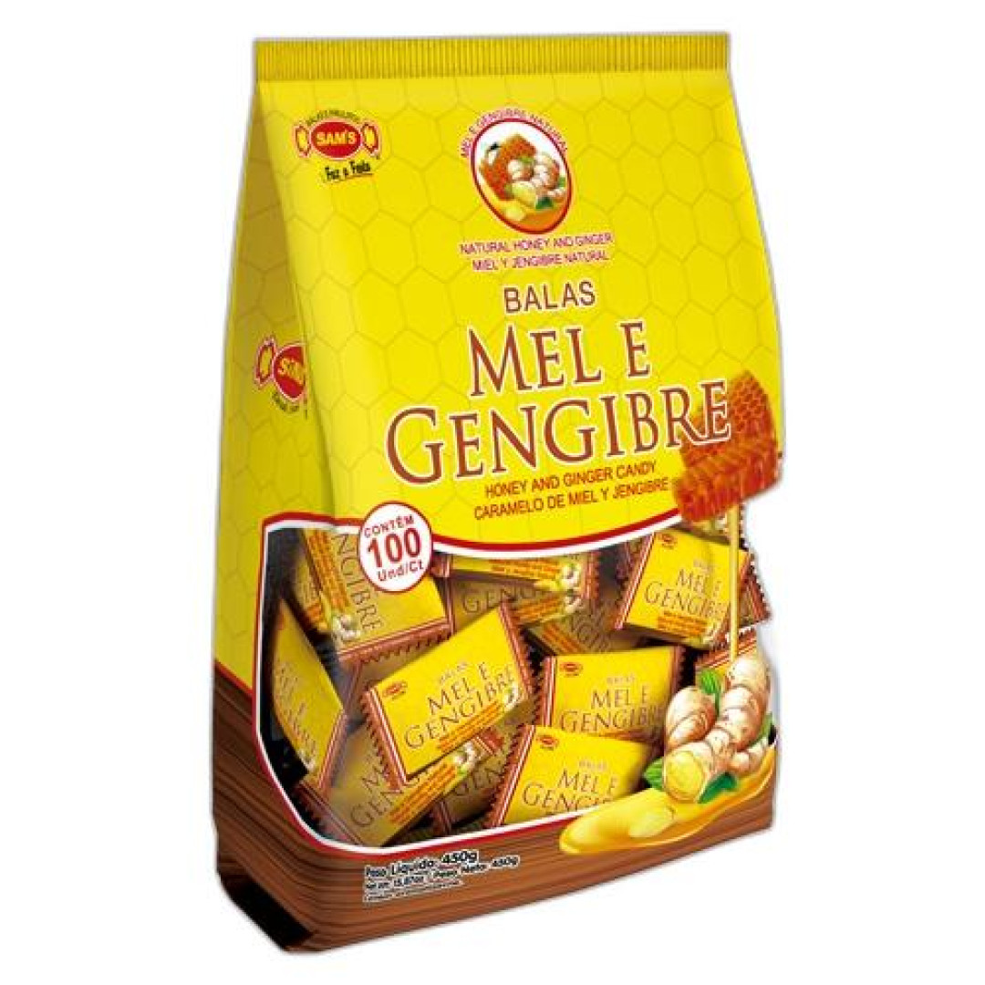 Detalhes do produto Bala Dura 100Un 450Gr Sams Gengibre.mel