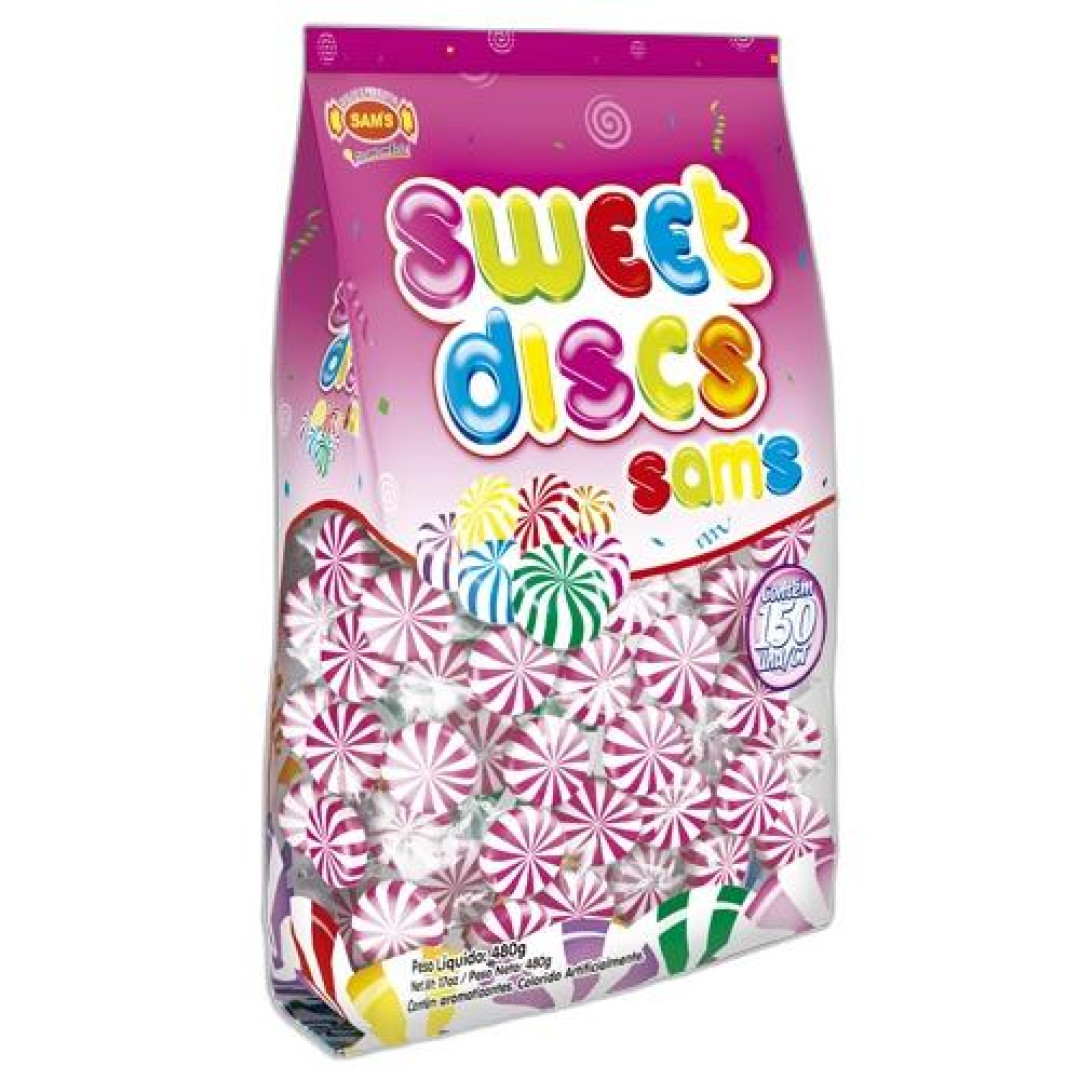 Detalhes do produto Bala Sweet Discs 480Gr Sams Morango Rosa