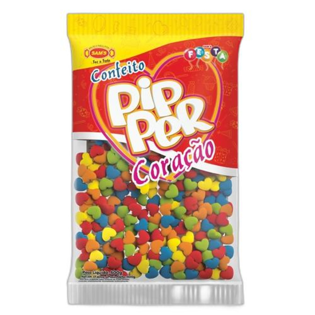 Detalhes do produto Conf Pipper Coracao Colorido 500Gr Sams Frutas Sort