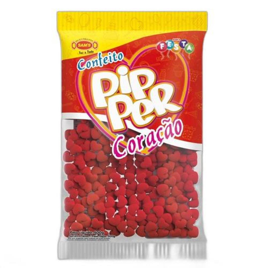 Detalhes do produto Conf Pipper Coracao Vermelho 500Gr Sams Morango