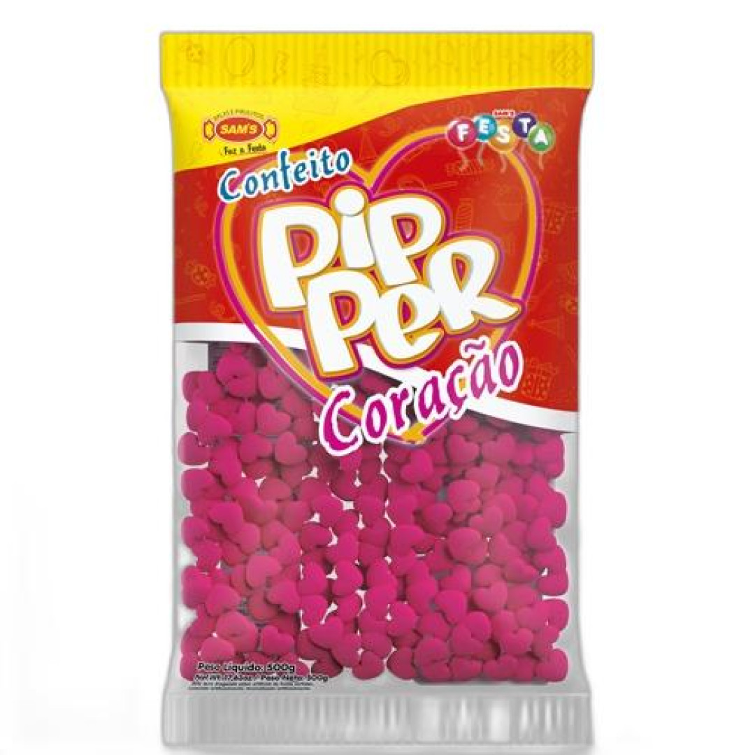 Detalhes do produto Conf Pipper Coracao Rosa 500Gr Sams Morango