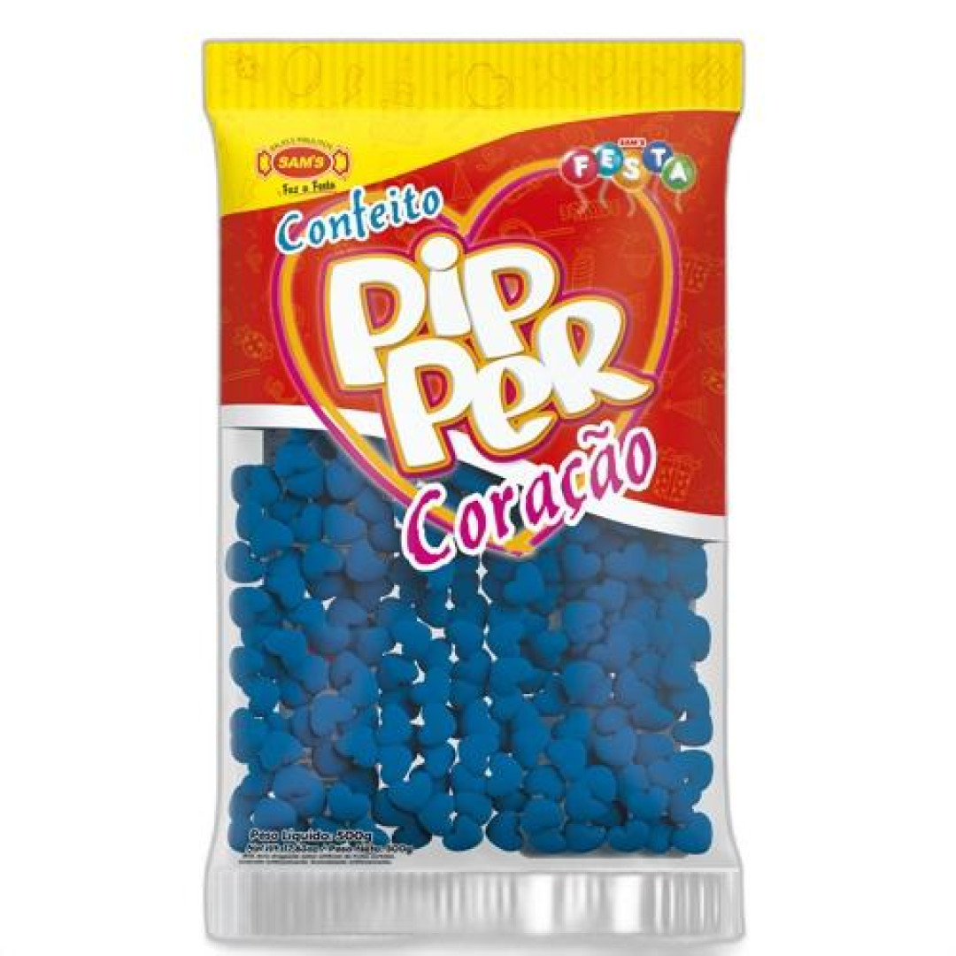 Detalhes do produto Conf Pipper Coracao Azul 500Gr Sams Framboesa