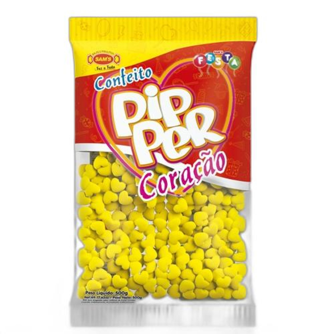 Detalhes do produto Conf Pipper Coracao Amarelo 500Gr Sams Abacaxi
