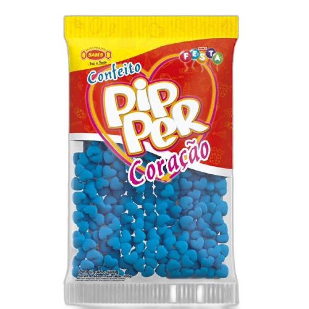 Detalhes do produto Conf Pipper Coracao 500Gr Sams Azul Claro