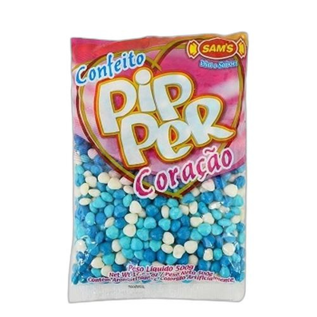 Detalhes do produto Conf Pipper Coracao Azul Color 500G Sams Framb E Morango