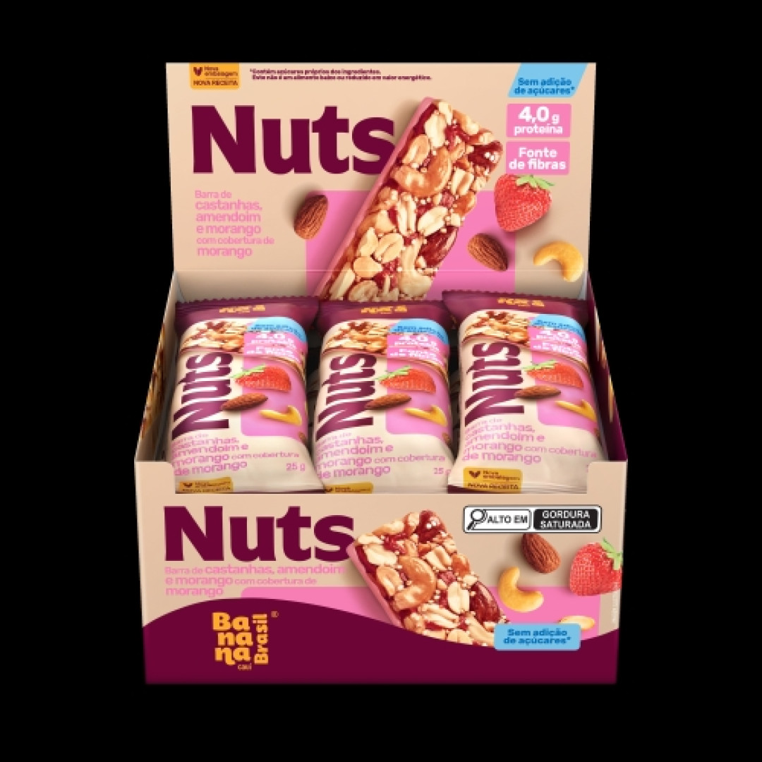 Detalhes do produto Barra De Castanhas Nuts 12X25Gr Banana B Amend.morango