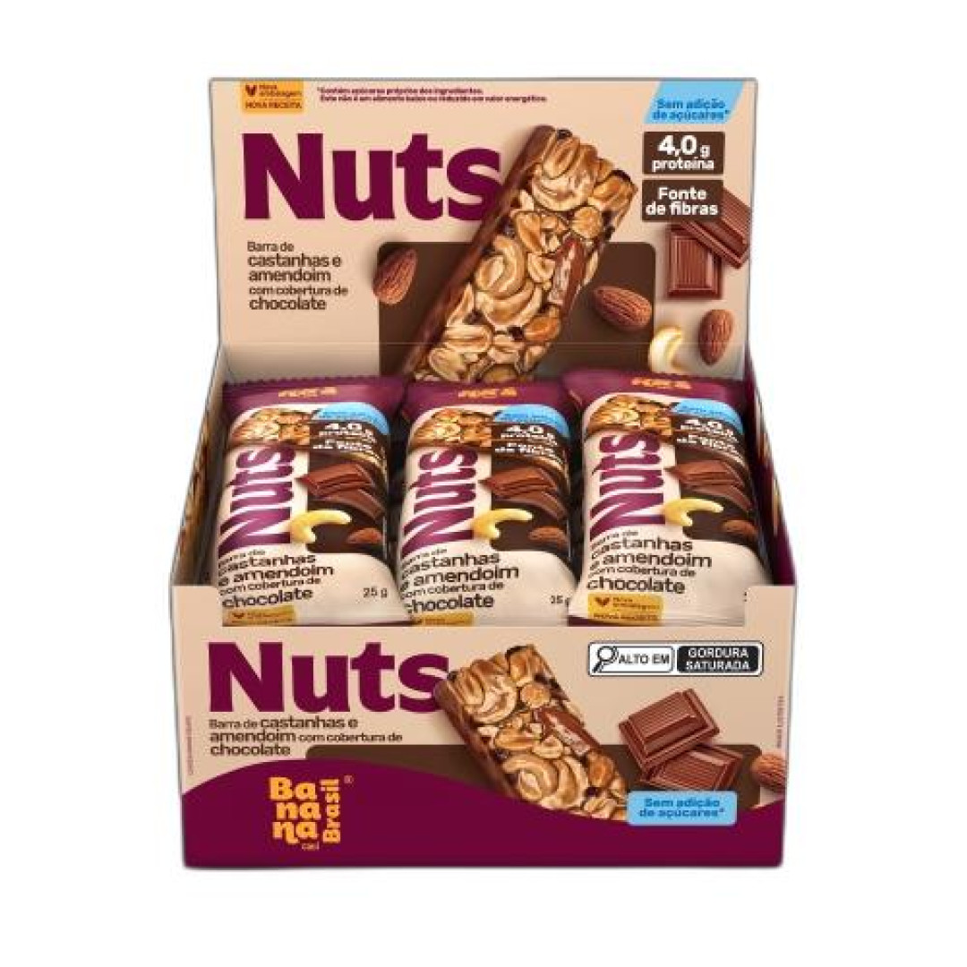 Detalhes do produto Barra De Castanhas Nuts 12X25Gr Banana B Amendoim.choc