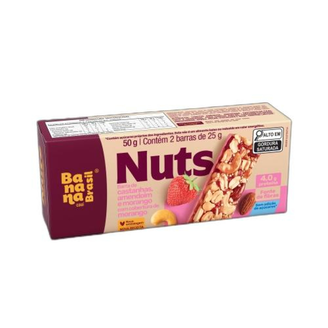 Detalhes do produto Barra De Castanhas Nuts 2X25Gr Banana B Amend.morango