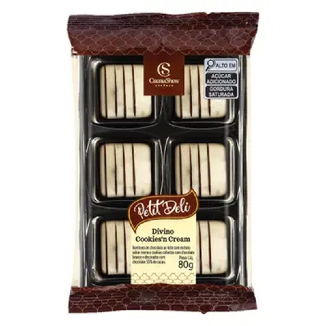 Detalhes do produto Bombom Petit Deli 80Gr Cacau Show   Cookies Cream