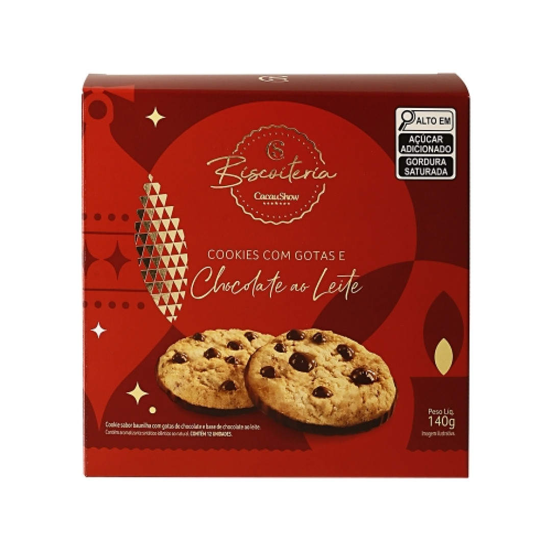 Detalhes do produto Bisc Cookies Natal 140Gr Cacau Show  Gotas Choc