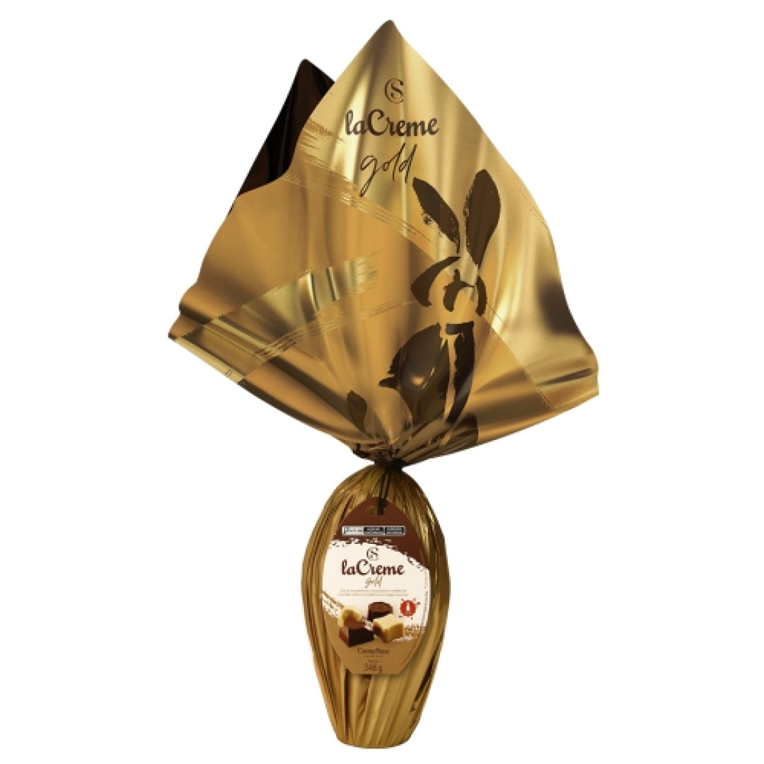 Detalhes do produto Ovo Pascoa Lacreme Gold 348Gr Cacau Show Choc Bco.carame