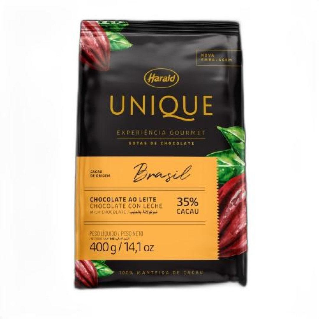 Detalhes do produto Choc Gotas Unique 35% Cacau 400Gr Harald Ao Leite