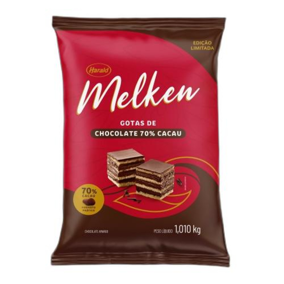 Detalhes do produto Cobert Gotas Melken 70% 1,010Kg Harald Meio Amargo