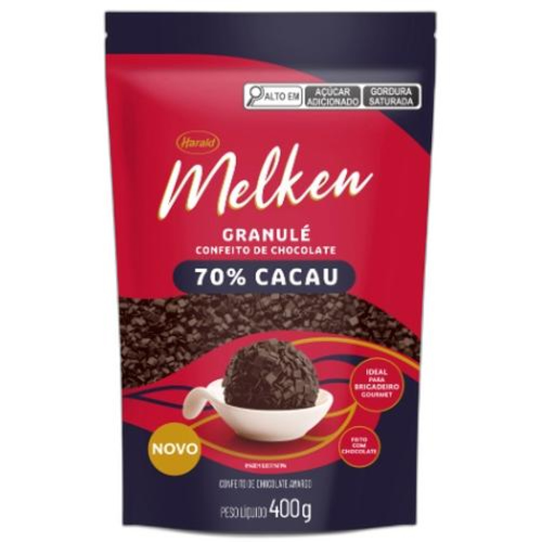 Detalhes do produto Confeito Melken Granule 70% 400Gr Harald Choc.amargo