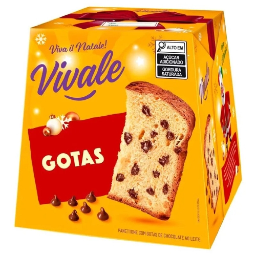 Detalhes do produto Panetone 350Gr Vivale Gotas Choc