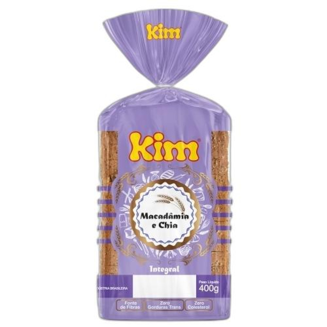 Detalhes do produto Pao Form Integral 400Gr Kim Paes Macadamia.chia