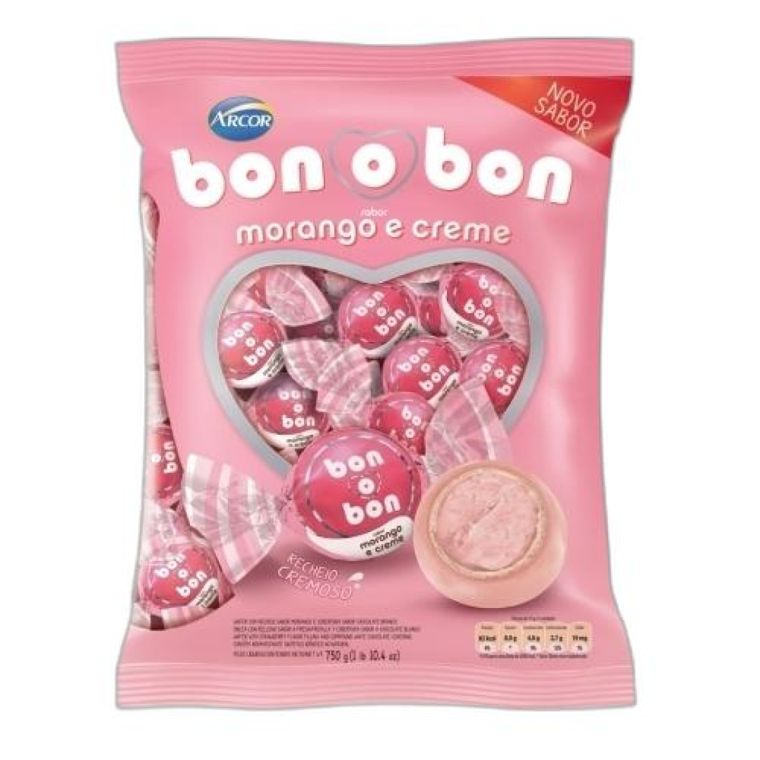 Detalhes do produto Bombom Bonobon Pc 750Gr (50Un) Arcor Morango Creme