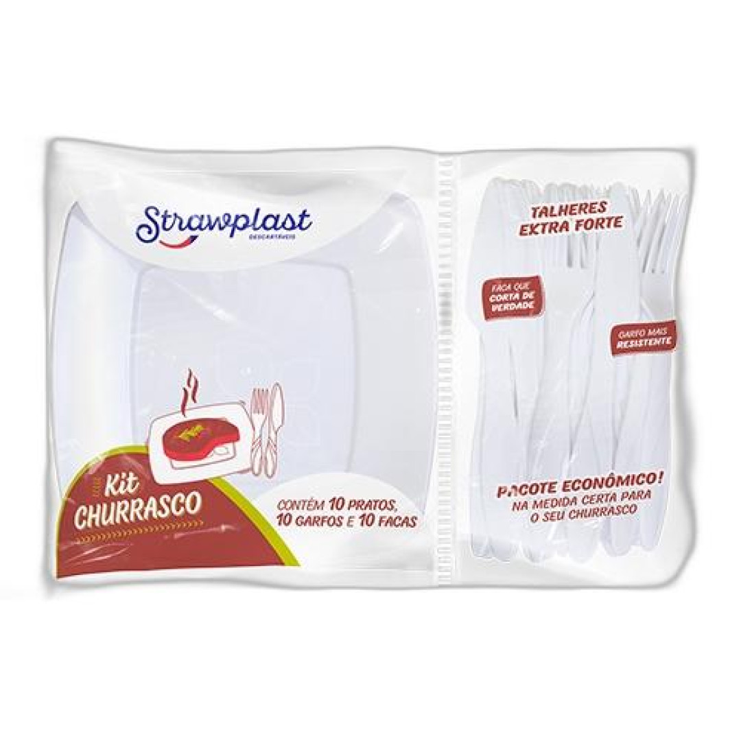 Detalhes do produto X Kit Churrasco 10Un Strawplast Branco