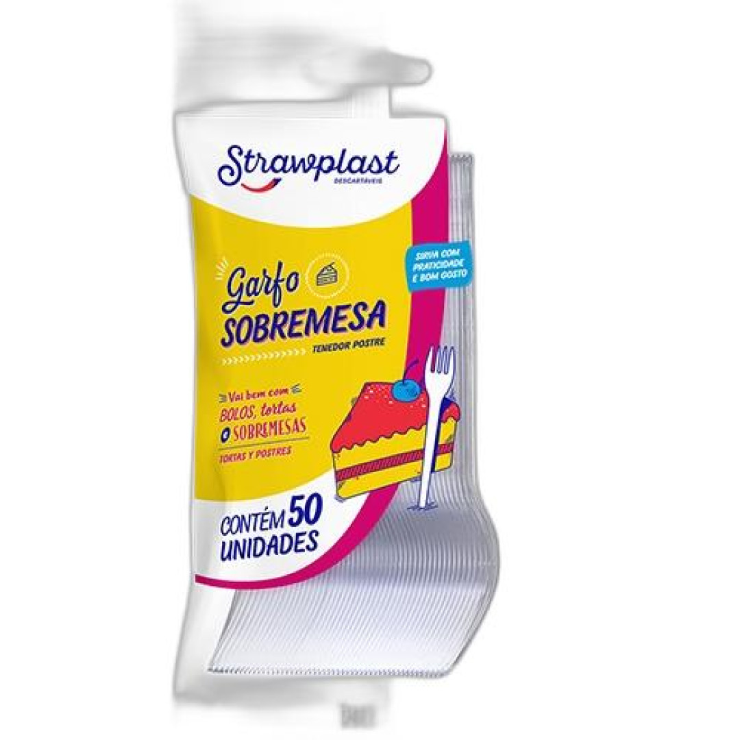 Detalhes do produto X Garfo Sobremesa 50Un Strawplast Cristal