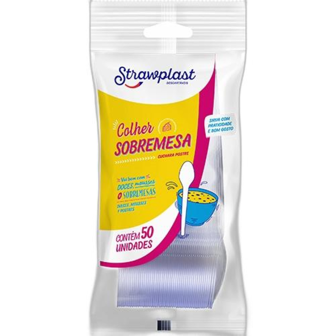 Detalhes do produto X Colher Sobremesa 50Un Strawplast Cristal