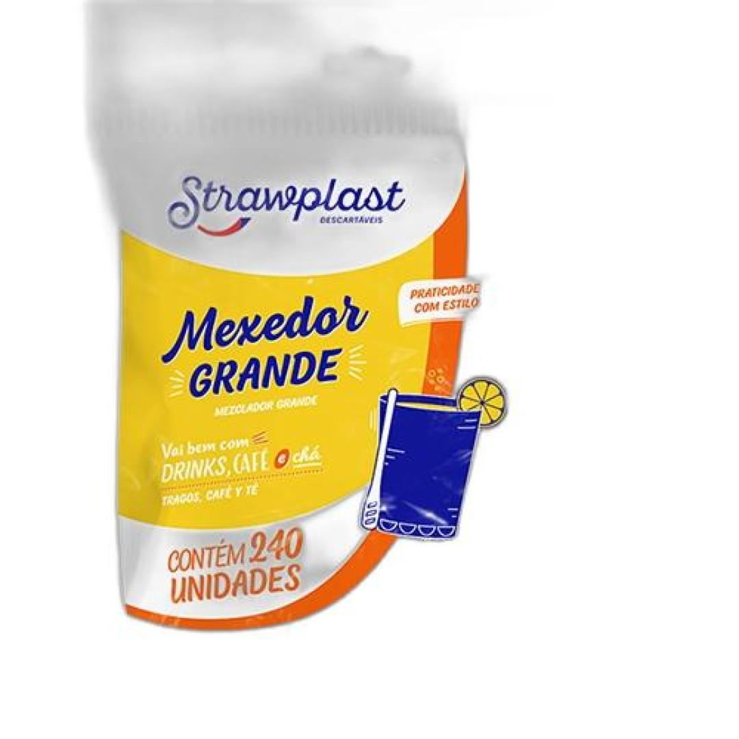 Detalhes do produto X Mexedor Drink 11Cm 240Un Strawplast  Cristal