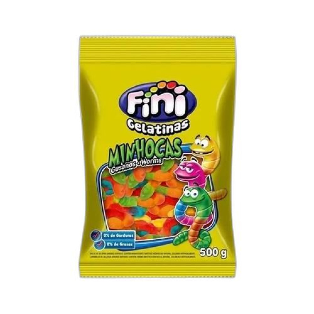 Detalhes do produto Bala Gel Minhocas Brilho 500Gr Fini Frutas