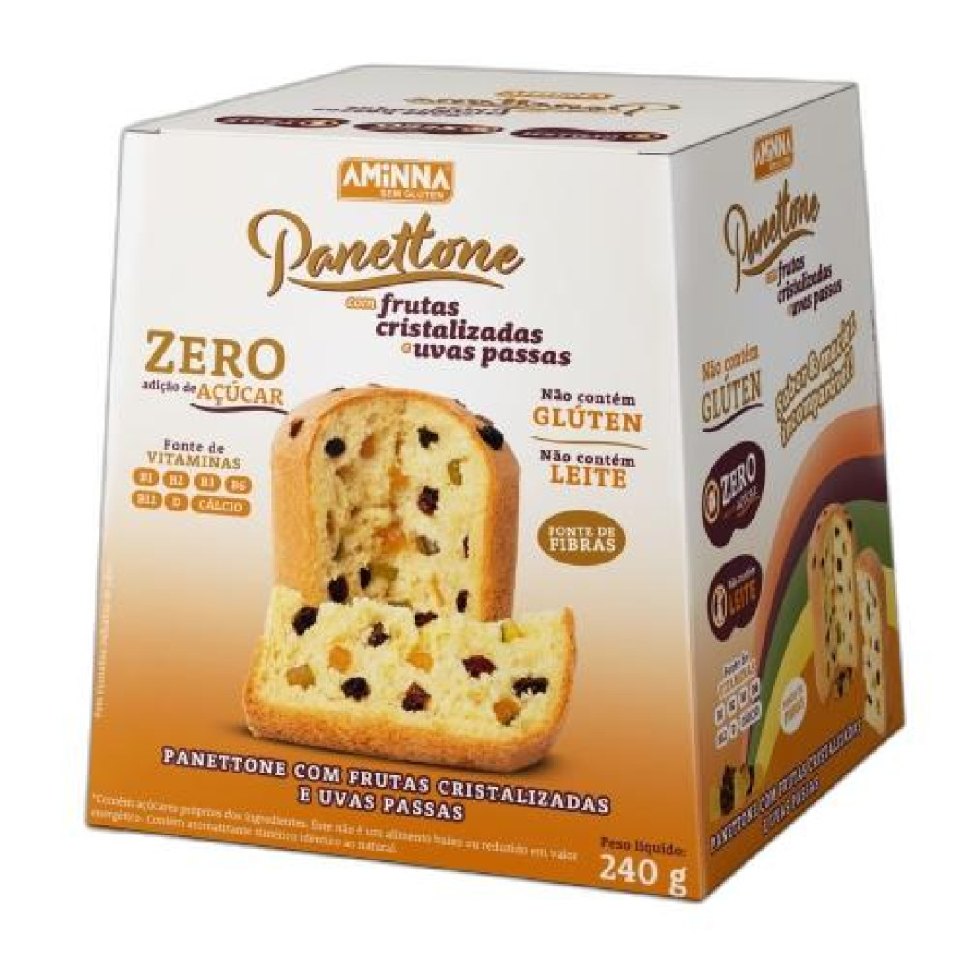 Detalhes do produto Panettone Zero 240Gr Aminna Frutas Citricas