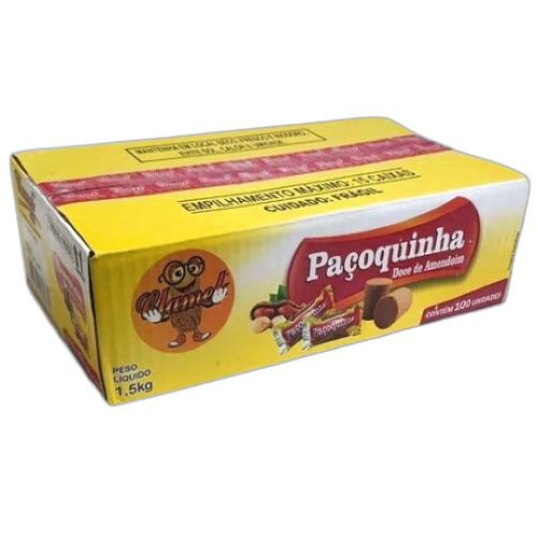 Detalhes do produto Pacoca Embr Rolha Dp 100X15Gr Clamel Amendoim