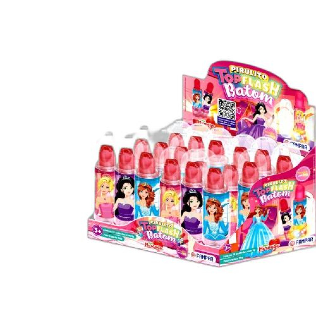 Detalhes do produto Pirl Top Flash Batom Dp 18X5G Uniao Morango