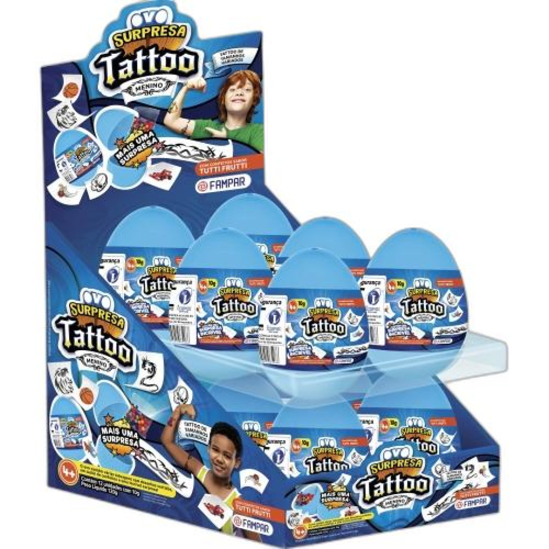 Detalhes do produto Ovo Surpre Tatoo Menina Dp 12X10Gr Fest  Tutti Frutti