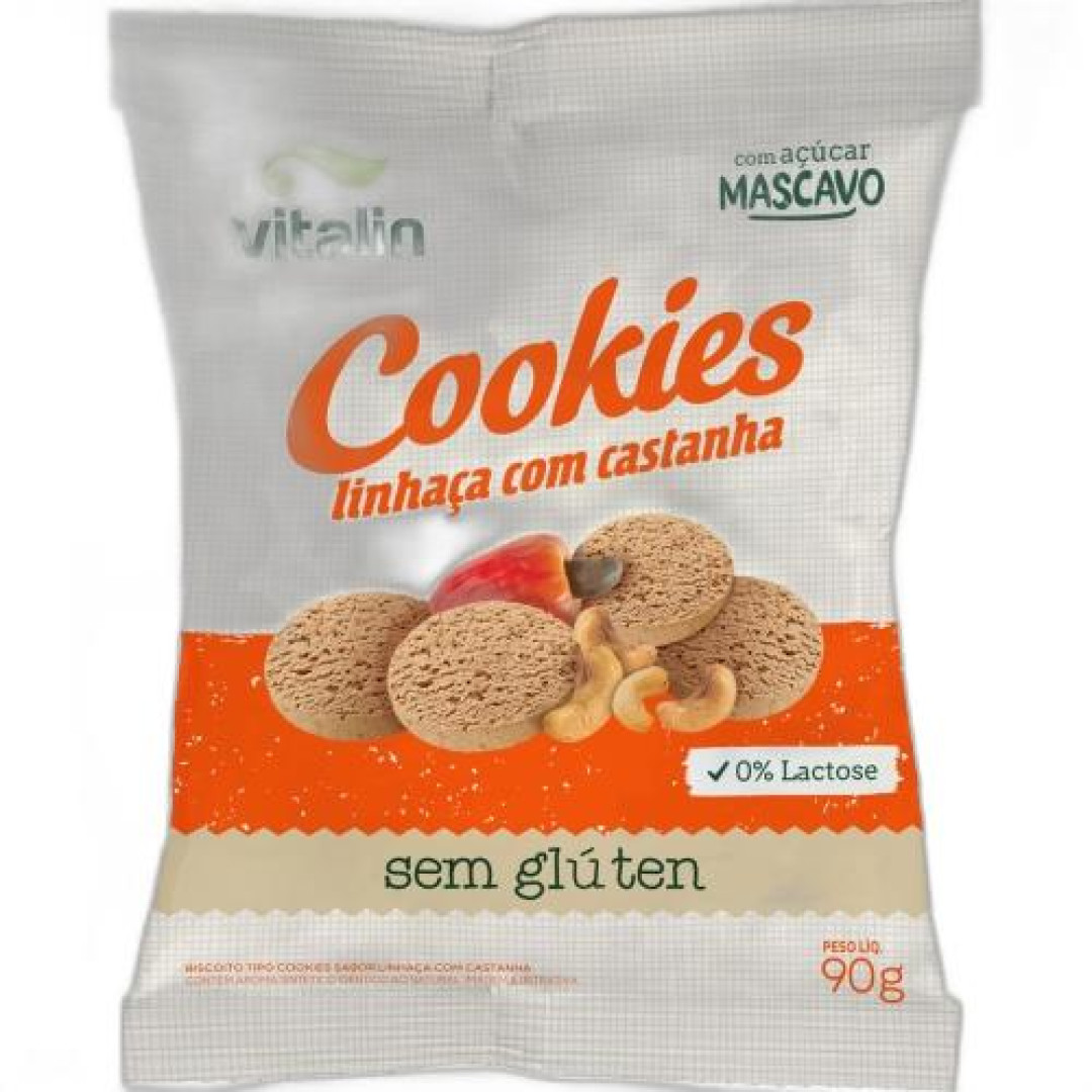 Detalhes do produto Bisc Cookies 90Gr Vitalin Linhaca.castanh