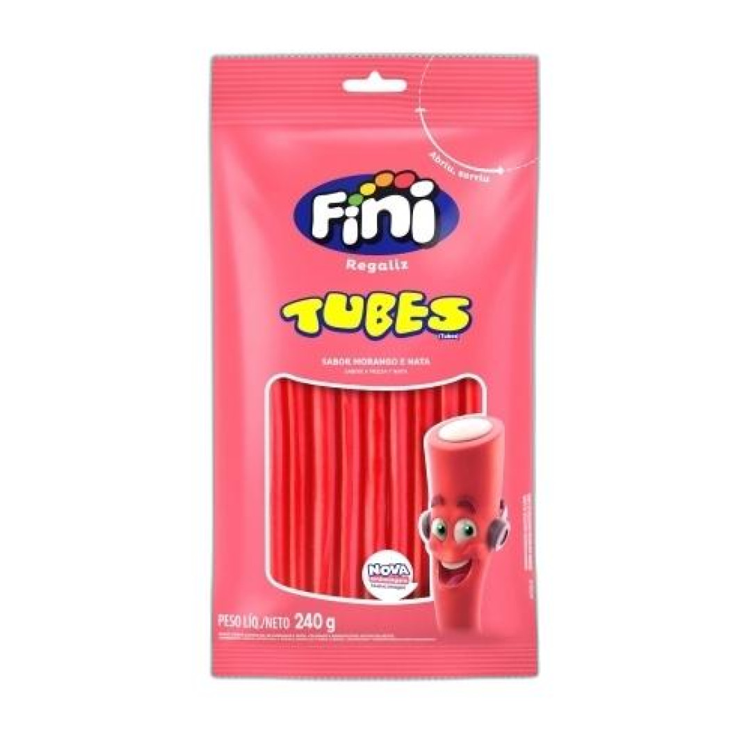 Detalhes do produto Bala Gel Tubes Pc 240Gr Fini Morango