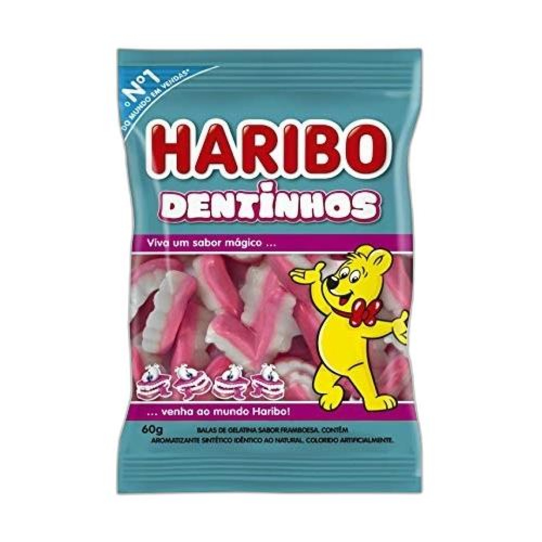 Detalhes do produto Bala Gel Dentinhos 50Gr Haribo Morango Framboe