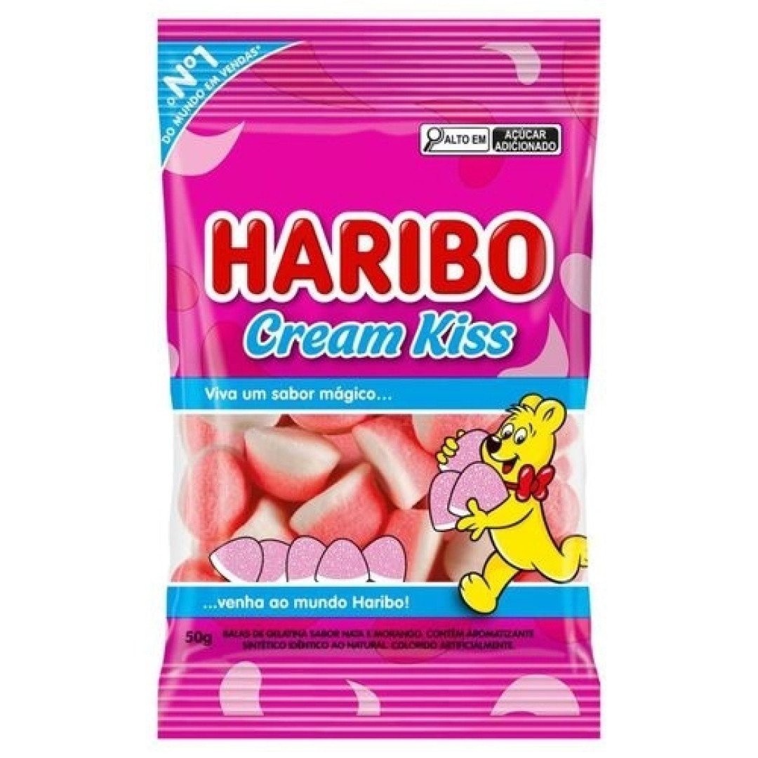 Detalhes do produto Bala Gel Cream Kiss 50Gr Haribo Morango