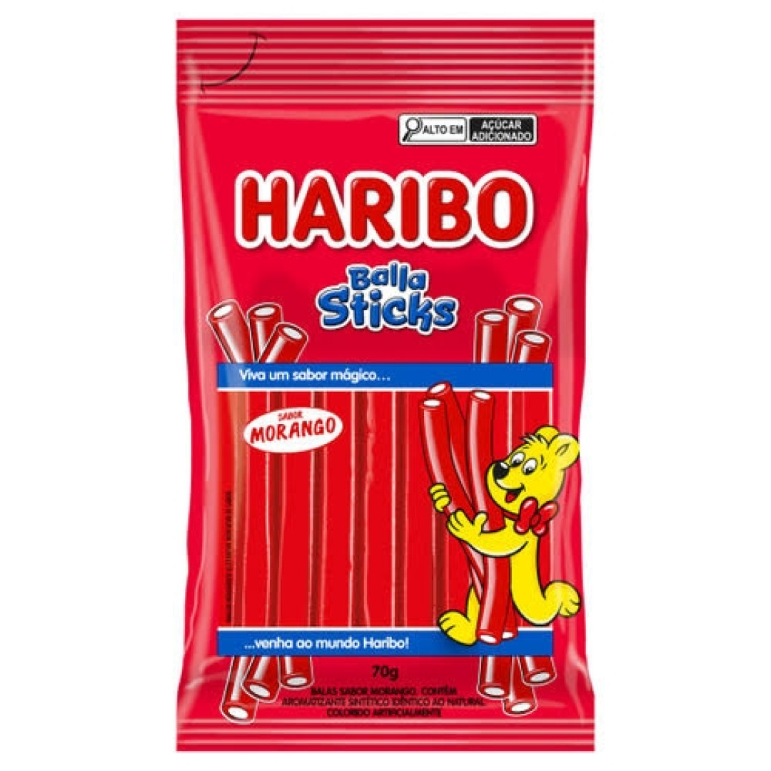 Detalhes do produto Bala Sticks 70Gr Haribo Morango