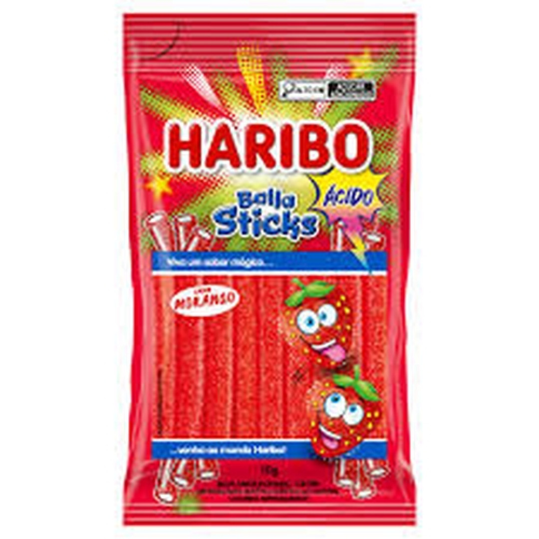 Detalhes do produto Bala Sticks Acido 70Gr Haribo Morango