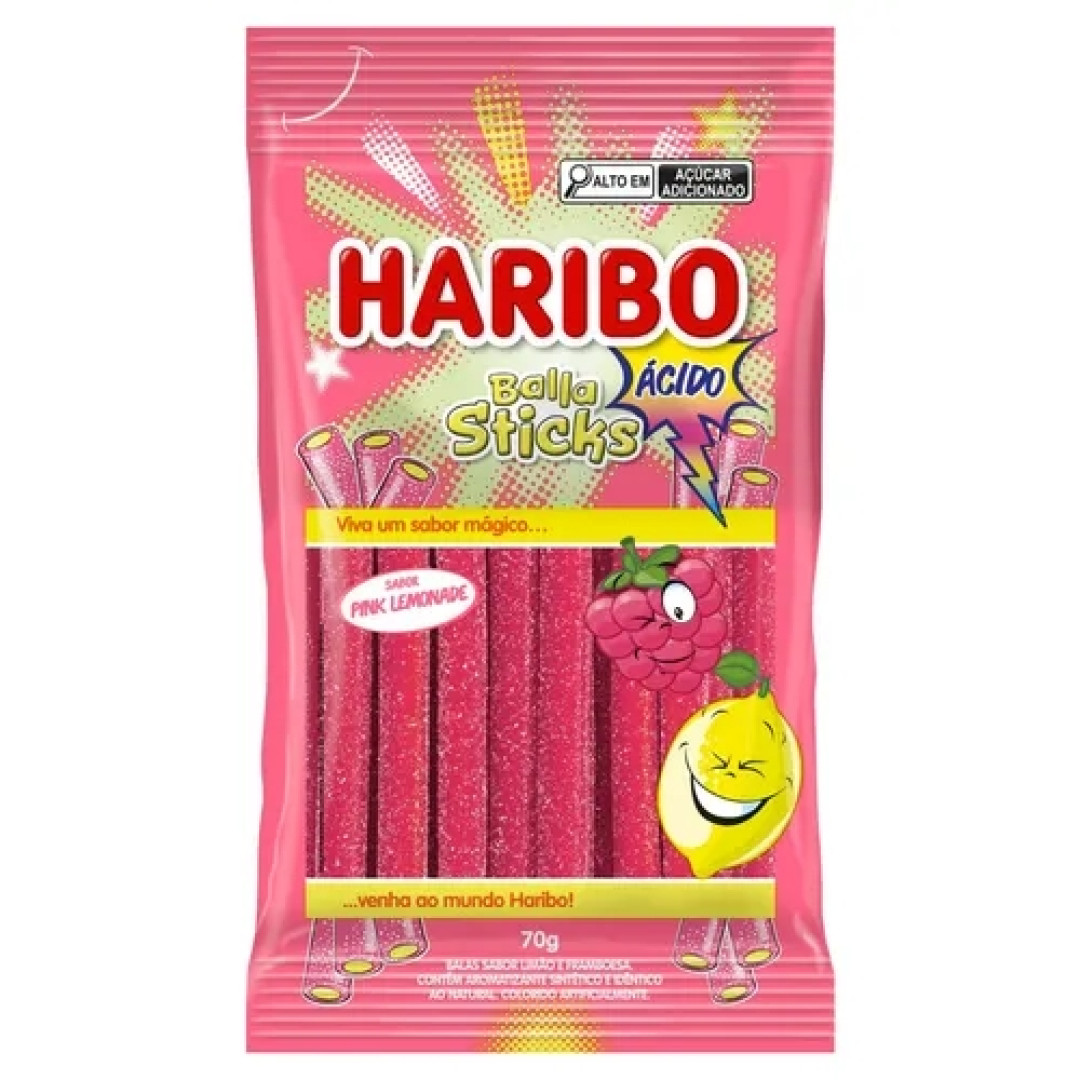 Detalhes do produto Bala Sticks Pink Lemonade 70Gr Haribo Framboesa