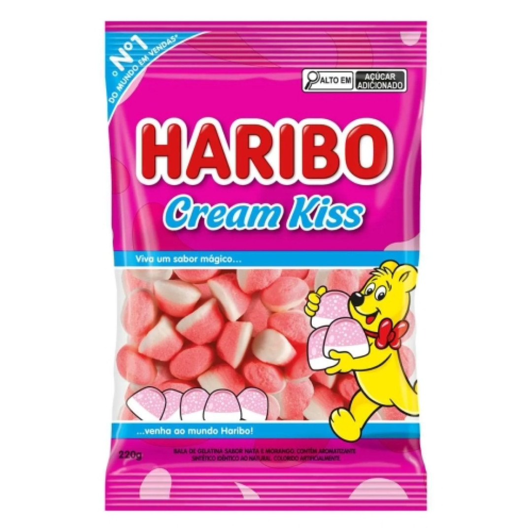 Detalhes do produto Bala Gel Cream Kiss 220Gr Haribo Morango