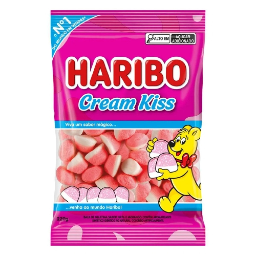 Detalhes do produto Bala Gel Cream Kiss 220Gr Haribo Morango