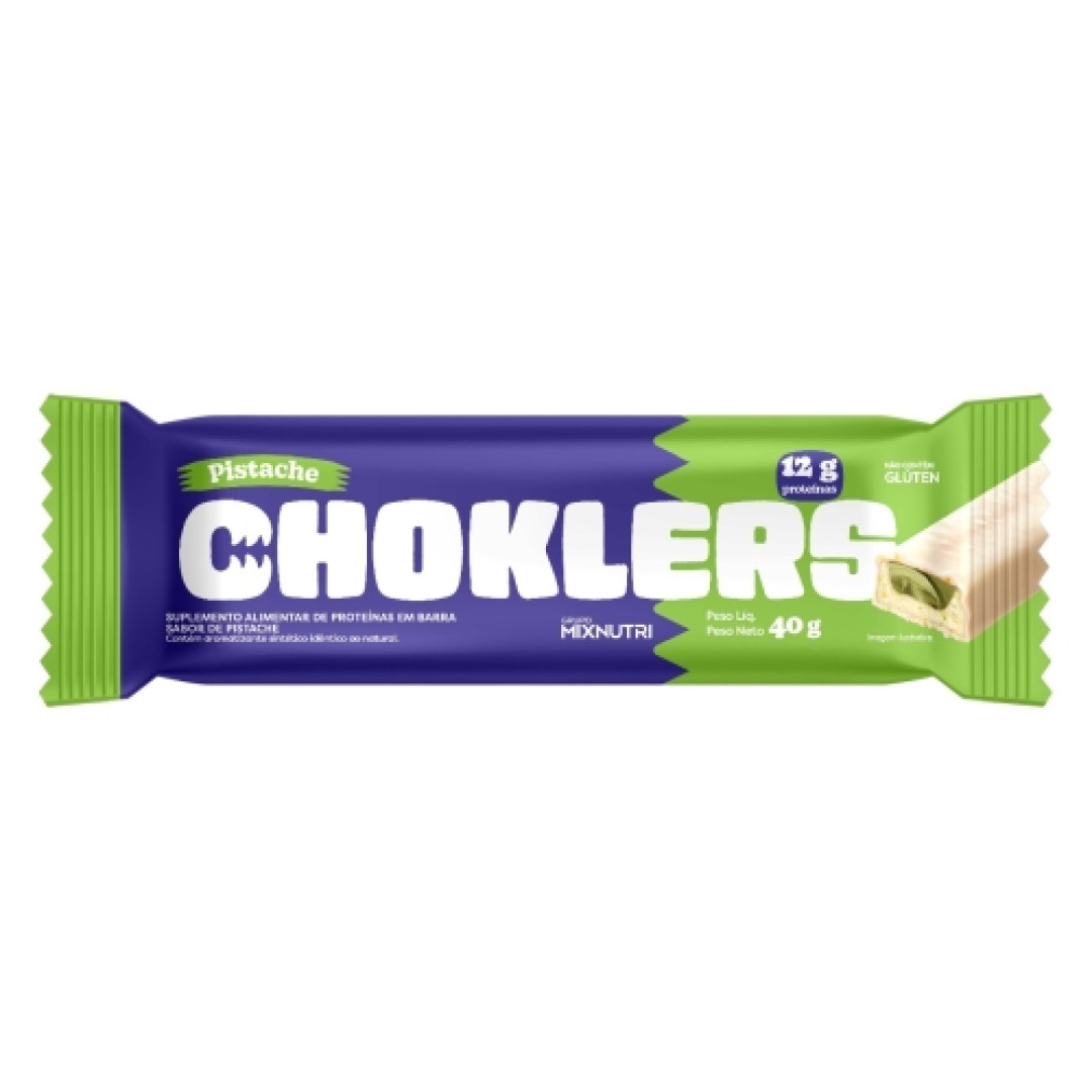 Detalhes do produto Barra Proteina Chocklers 40Gr Mix Nutri Pistache