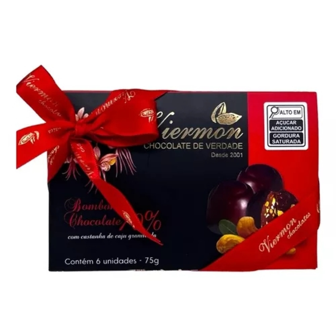 Detalhes do produto Bombom Choc 70% 75G 6Un Viermon Cast Caju Choc