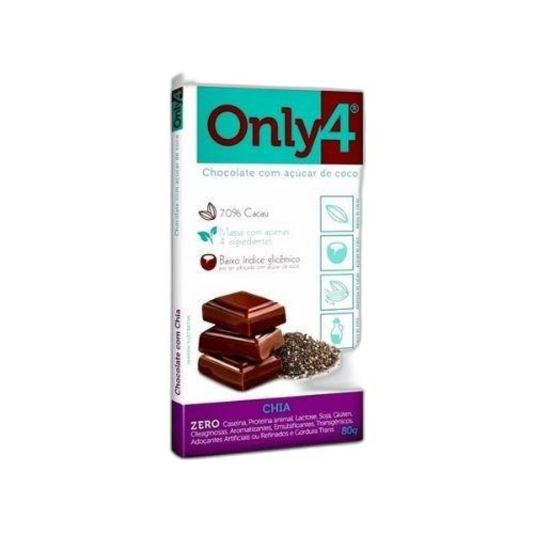 Detalhes do produto Choc Only4 70% Cacau 80Gr Copra Chia