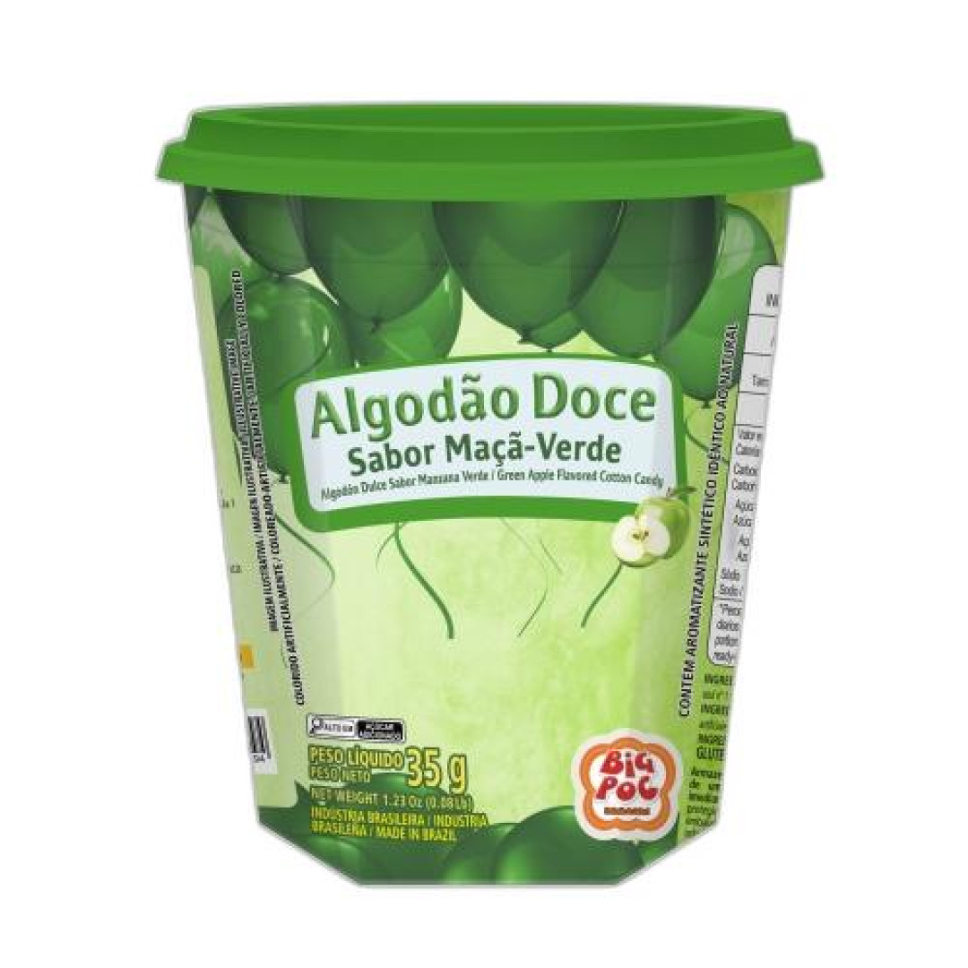 Detalhes do produto Algodao Doce 35Gr Big Poc Maca Verde