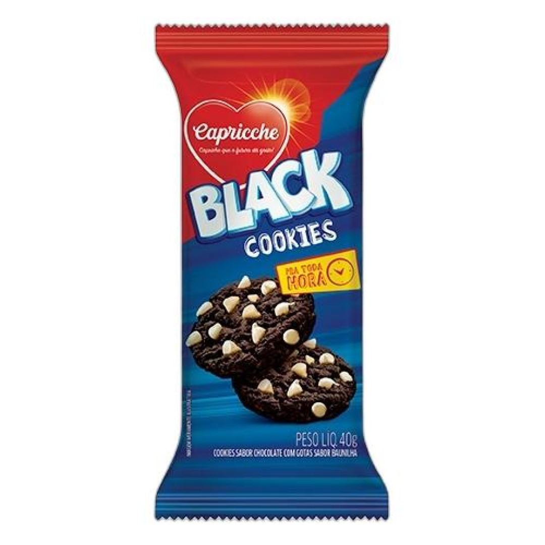 Detalhes do produto Bisc Blackcookies 40Gr Capricche Choc.baunilha