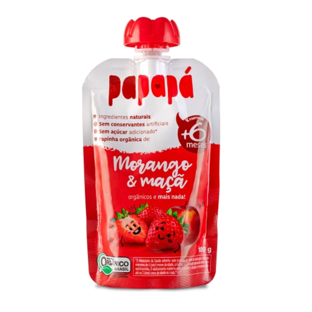 Detalhes do produto Papinha Organica 100Gr Papapa Morango.maca